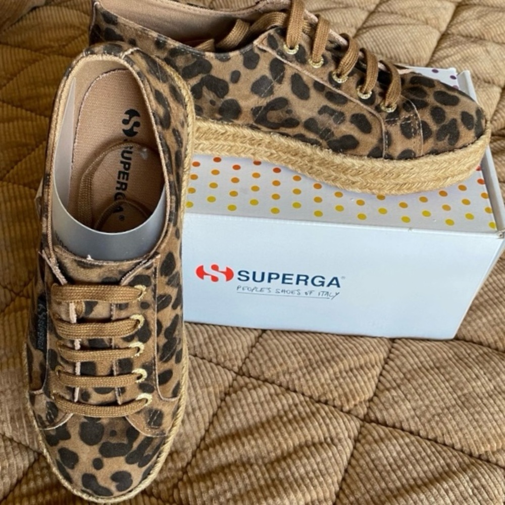SUPERGA PLATFORM LEOPARD ESPADRILLE FLATFORM SNEAKER SIZE EU 37 / US 6.5 - Picture 4 of 16